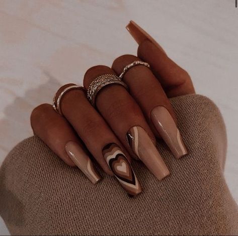 Brown Acrylic Nails, Hippie Nails, February Nails, Designs Nail, Acrylic Nails Coffin Short, Short Acrylic Nails Designs, Design Nail, Girls Nails, Brown Nails