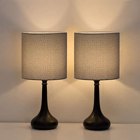 Amazon.com: small bedside lamps set of 2 Small Bedside Table Lamps, Modern Lamps Bedroom, Modern Nightstand Lamps, Bedroom Lamps Nightstand, Grey Lamp, Bed Lamp, Bedside Night Stands, Small Table Lamp, Nightstand Lamp