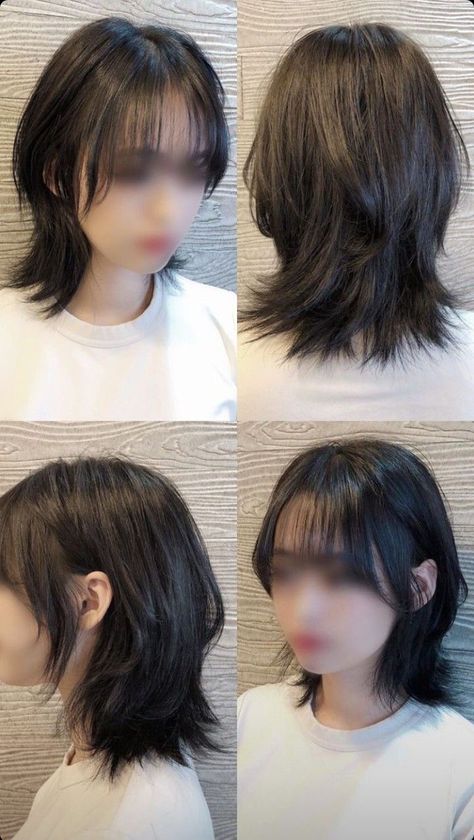 Short Hair With Layers Back View, Short Straight Hair Asian, 1c Haircut, Haircut Medium Thick Hair, Middle Short Haircut, Medium Length Haircut With Layers Wolfcut, Unstyled Wolfcut, Soft Wolf Cut Hair Short, Medium Length Wolf Cut With Bangs