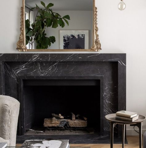 Dark Stone Fireplace, Black Fireplace Mantel, Marble Fireplace Mantle, Grey Stone Fireplace, Fabrication Design, Stone Fireplace Surround, Marble Fireplace Mantel, Stone Fireplaces, Marble Fireplace Surround