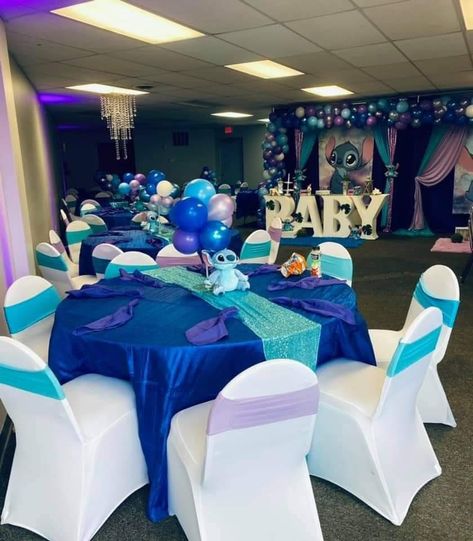 Lilo And Stitch Gender Reveal Ideas, Stitch And Angel Gender Reveal, Stitch Bday, Jordan Baby Shower, Angel Baby Shower, Baby Shower Party Planning, Gender Reveal Baby Shower Themes, Baby Shower Sweets, Gender Reveal Party Theme