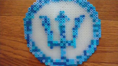 I messed up a little but it's fine 😂 Christian Perler Bead Patterns, Percy Jackson Perler Beads, Star Trek Perler Bead Patterns, Hades Perler Beads, Fandom Perler Bead Patterns, Percy Jackson Logo, Perler Bead Lightsaber, Perler Beads Ideas, I Messed Up