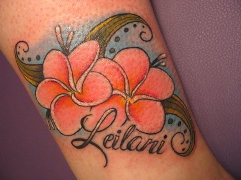 Plumeria Flower Tattoo Leilani Tattoo, Plumeria Flower Tattoo, Leilani Flower, Tattoo Claims, Plumeria Flower Tattoos, Sisters Tattoos, Easter Drink, Tropical Tattoo, Flamingo Tattoo