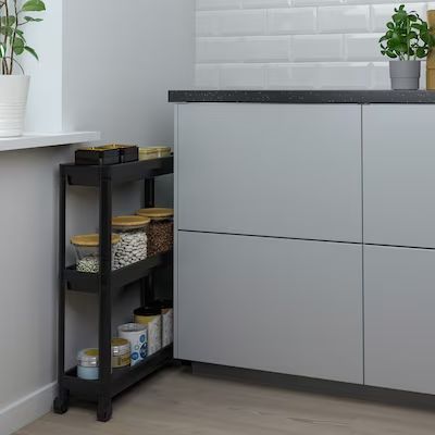 Kitchen Islands & Carts - Rolling, Metal, Butcher Block - IKEA Ikea Dorm, College Storage, Mini Bad, Narrow Shelves, Dorm Room Storage, Dorm Storage, Recycling Facility, Global Home, Kitchen Trolley