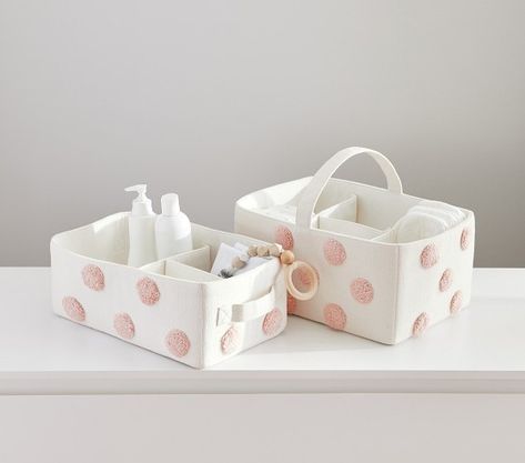 Nursery Decor & Nursery Wall Decor | Pottery Barn Kids Pottery Barn Nursery, Polka Dot Nursery, Kids Storage Bins, Diaper Caddy, Chic Nursery, Email Branding, Baby Bedding Sets, Backpack For Teens, Nursery Storage