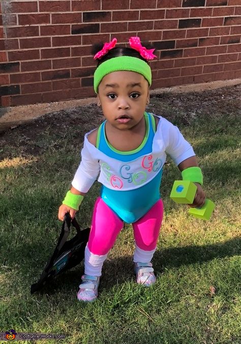 Toddler Girl Halloween, 80s Costume, Her Personality, Pink Tights, Homemade Costume, Green Headband, Costume Works