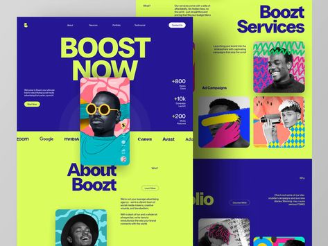 Boozt - Media & Creative Agency Landing Page Website Website Ui Ux Design, Aesthetic Website, Agency Landing Page, Marketing Agency Website, Landing Page Website, Digital Creative Agency, Agency Website Design, Creative Design Agency, Agency Website