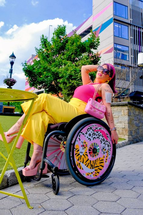 Tacky Y2k, Wheelchair Photography, Disabled Fashion, Bobby Jack, Wheelchair Fashion, Disabled Women, Maximalist Art, Bra Image, Target Market