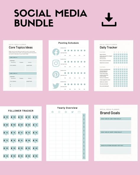 Social Media Manager Printables Pdf Facebook Follower Tracker, Elsa Coloring Pages, Posting Schedule, Planner 2022, Media Planner, Social Media Schedule, Colouring Printables, Planner Pdf, Social Media Planner