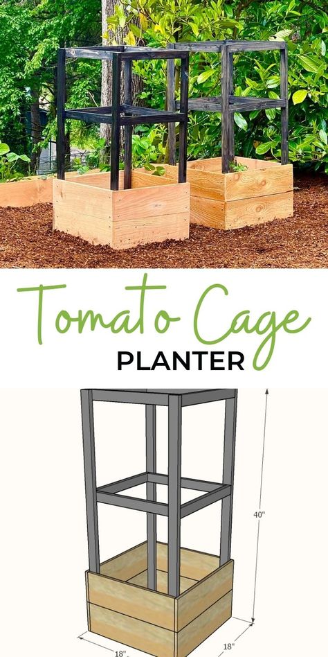 Tomato Planter Boxes Diy, Garden Box For Tomatoes, Tomato Box Ideas, Diy Standing Planter Boxes, Pallet Tomato Planter, Raised Tomato Beds Planter Boxes, Diy Planter Stands Outdoor, Wooden Tomato Cages, Tomato Planter Ideas Diy