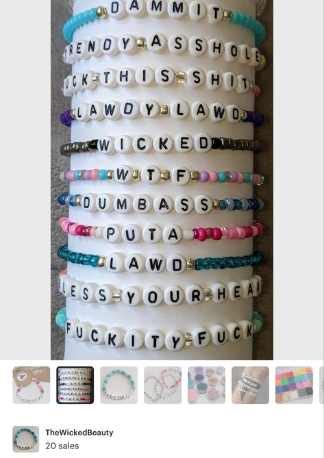 Word Beaded Necklace, Word Bracelet Beads Ideas Funny, Letter Bead Bracelets Funny, Funny Letter Bead Bracelet, Letter Bracelet Beads Ideas Funny, Swear Word Bracelet, Word Bead Bracelet Funny, Cute Plastic Bracelets With Letter Beads, Funny Bracelets Beads Words