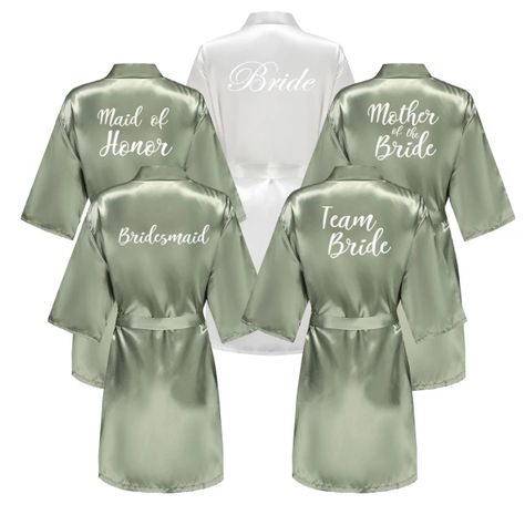 Just found this amazing item on AliExpress. Check it out! $6.81 | Grass Green Women's White Letter Bride Bridesmaid Short Satin Robes for Wedding Party Getting Ready Green Bridesmaid Robes, Wedding Party Getting Ready, Bachelorette Party Robes, 2026 Wedding, Wedding Robes Bridesmaids, Green Bridal Showers, Filipino Wedding, Bridal Party Getting Ready, Satin Robes