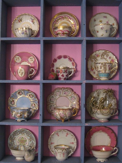 Display - Tea Cups | The custom made unit for an antique chi… | Flickr Tea Cup Display, Tea Display, China Collection, Tea Cup Collection, China Display, Vintage Teacups, China Tea Cups, Antique China, Tea Cups Vintage