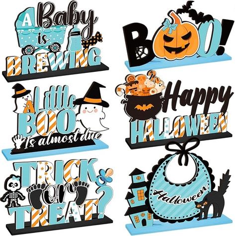 Amazon.com: Quzzil 6 Pcs Halloween Decorations Halloween Table Centerpiece Wooden Trick or Treat Table Decor Pumpkin Ghost Table Toppers for Kids Halloween Blue Baby Shower Party Supplies : Home & Kitchen Trick Or Treat Table, Ghost Table, Treat Table, Pumpkin Ghost, Baby Shower Party Supplies, Blue Baby Shower, Halloween Table, Kids Halloween, Baby Shower Party