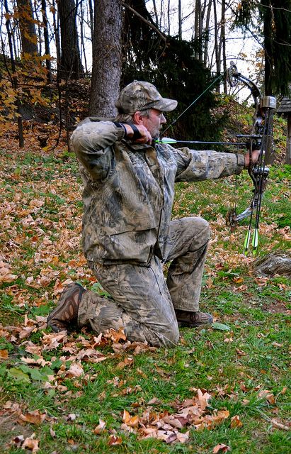 Hunting with bow | by Tyler Place Family Resort #TPbucketlist Ghost Soldiers, Compound Bows, Hunting Stuff, Ghillie Suit, Deer Season, Combat Armor, Military Special Forces, Tree Stands, Bowhunting