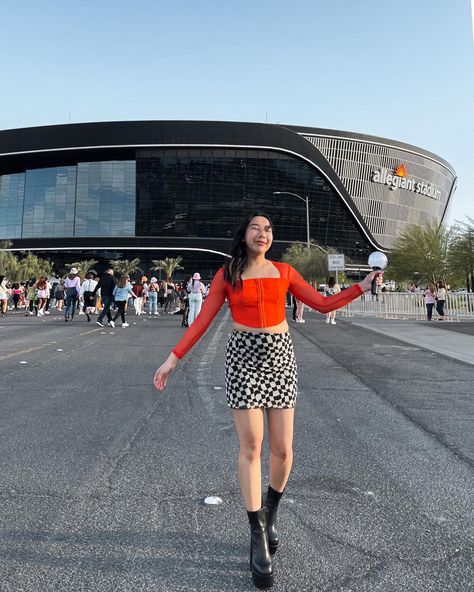 Concert outfit bts concert outfit allegiant stadium orange outfit ideas platform boots outfit Orange Outfit Concert, Fall Concert Platform Ankle Boots, Stadium Concert Outfit, High-top Platform Boots For Concerts, Fall Concert Platform Boots, Orange Concert Outfit, Full Stadium Concert Aesthetic, Platform Boots Outfit, Big Concert Stadium