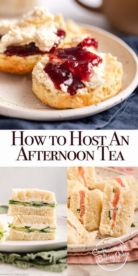 The Ultimate Guide to Hosting an Afternoon Tea - Timeline, Recipes & Tips Garden Party Finger Food, Party Sandwiches Recipes, Tea Party Sandwiches Recipes, Tea Party Menu, High Tea Food, Tea Party Sandwiches, Tea Sandwiches Recipes, English Tea Party, Cakes And Pastries