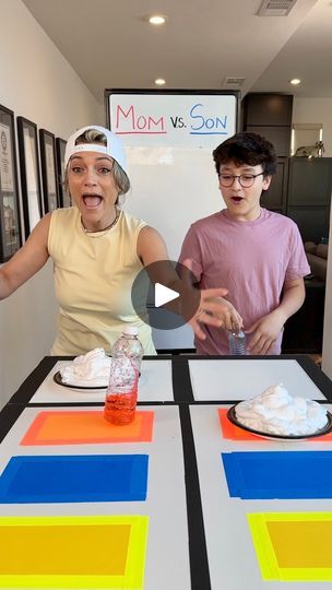 217K views · 4.2K reactions | Mom and Son Challenge: Loser gets Pie in the Face 😶‍🌫️ | Mom and Son Challenge: Loser gets Pie in the Face 😶‍🌫️ | By Maximus & Family | Facebook Bottle Flip Challenge, Pie In The Face, Mom And Son, Family Games, Party Games, The Golden, The Face, Pie