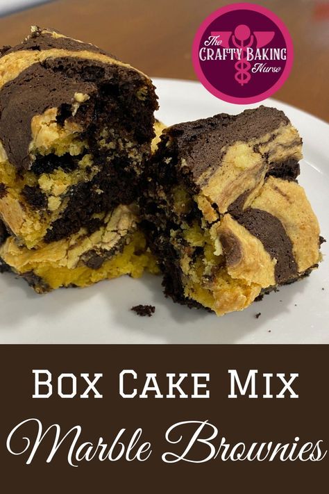 Easy to make but delicious marble bronies Brownie And Yellow Cake Mix Together, Cake Mix And Brownie Mix Together, Brownie And Yellow Cake Mix Together Recipes, Yellow Cake Mix Brownies, Soft Brownies, Marbled Brownies, Marble Brownies, Cake Mix Bars, Yellow Cake Mix Recipes