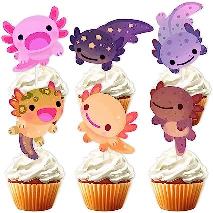 Axolotl Cupcake Ideas, Axolotl Cupcakes, Axolotl Birthday Party, Animal Theme Baby Shower, Axolotl Party, Addy Rae, Sofia Party, Animal Baby Shower Theme, Cute Axolotl