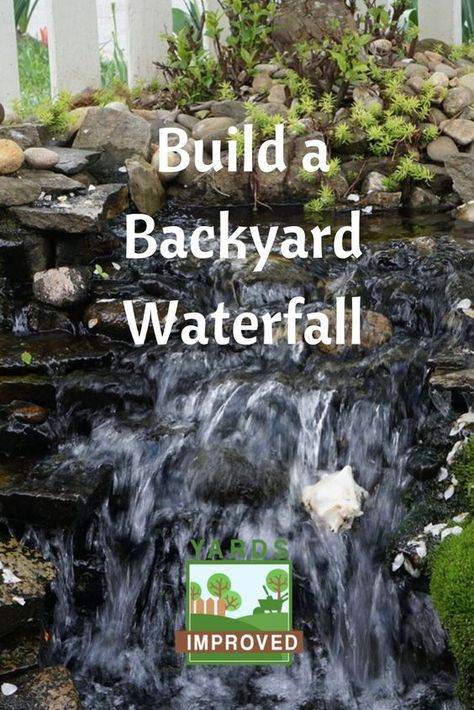 A backyard waterfall can add to your peace and relaxation. And it's a project you can undertook yourself! Here's how you can add your mini-Niagara to your yard. Small Garden Waterfalls, Small Backyard Ponds, Backyard Waterfall, Diy Waterfall, Goldfish Pond, Building A Pond, Pond Maintenance, Backyard Pond, Garden Pond Design