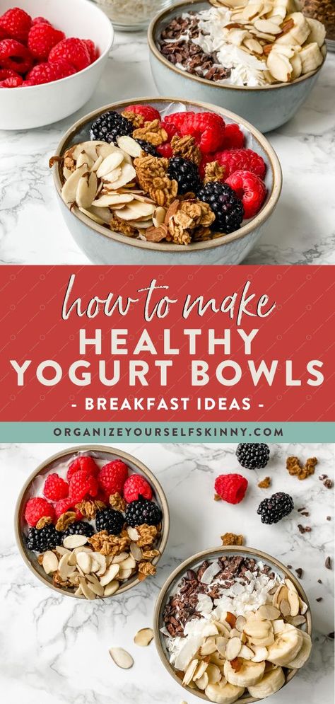 Healthy Yogurt Bowls, Yogurt Recipes Breakfast, Yogurt Bowl Recipe, Low Sugar Yogurt, Berry Granola, Yogurt Recipes Healthy, 20 Pounds In A Month, Yogurt Breakfast Bowl, Bowls Healthy