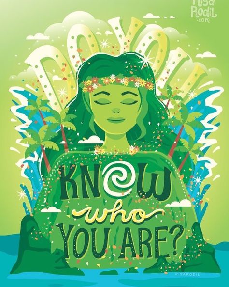 Do you know who you are? Beautiful fan art based on Moana for Earth Day Quotes Disney, Know Who You Are, Moana, Disney, Quotes, Green, Instagram