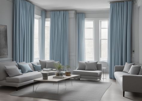 Picking Curtains that Go Perfectly with Gray Walls : 15+ Top Picks – DreamyHomeStyle Blue Gray Walls, Color Curtains, Green Wall Color, Affordable Carpet, Blue Grey Walls, Neutral Carpet, Dark Carpet, Light Blue Walls, Carpet Remnants