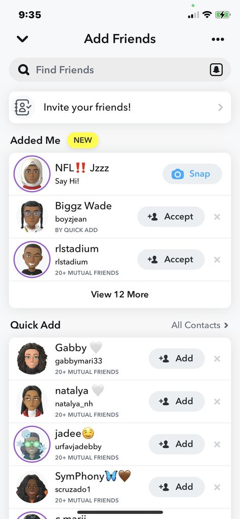 High Snap Score, Snap Score, Find Friends, Add Friends, Invite Your Friends, Say Hi, Quick Saves