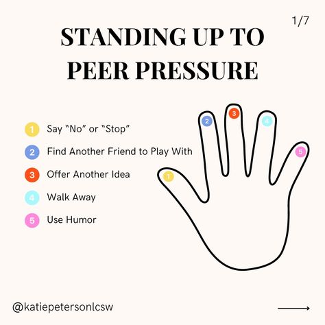 We know that peer pressure can be a significant challenge for our kids, leading to uncomfortable situations and tough decisions. Whether it’s feeling pressured to fit in or do something that doesn’t feel right, it’s crucial to teach our children the skills they need to respond confidently. In my latest blog post, I share effective strategies for teaching kids how to stand up to peer pressure and maintain their self-esteem. Plus, I’ve included free resources to help your child practice these ... Tough Decisions, Peer Pressure, Saying No, Teaching Children, Mental Health Resources, Pressure Canning, Free Resources, Do Something, Our Kids