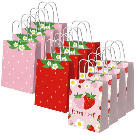 PRICES MAY VARY. Strawberry Gift Bags: You will get 12 strawberry party favors bags with 3 different styles, 4 pieces for each style, size is 6 inch ×8.5 inch. Small gift bags are enough to meet your needs for various sized parties. Paper Goodie Bags: This paper bag is made of high quality paper, sturdy, reusable and no smell, which can meet the needs of your daily life. Treat bagsPerfect to strawberry shortcake party decorations. Gift Bag with Handles: All the paper party favor bags have handle Strawberry Shortcake Candy Bags, Strawberry Themed Birthday Party Decorations, Strawberry Shortcake 2nd Birthday Party, Strawberry Shortcake Party Decorations, Strawberry Party Food, Strawberry Party Favors, Strawberry Baby Shower Theme, Party Favor Bags For Kids, Strawberry Shortcake Party Supplies