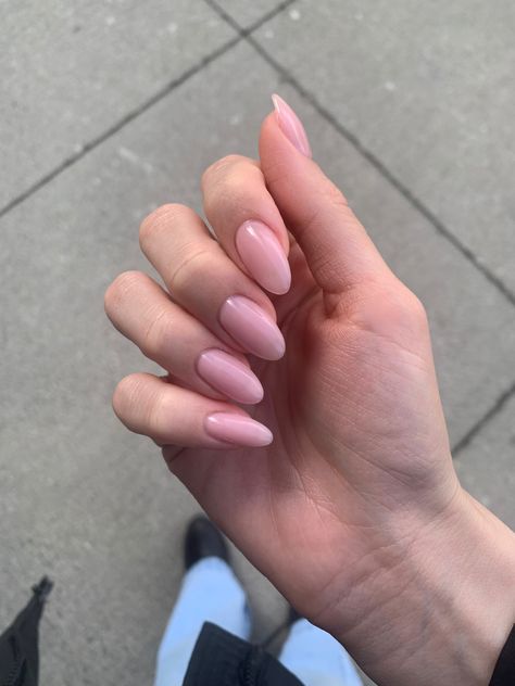 russian manicure sheer pink gel clean girl nails Almond Astethic Nails, Short Nails Astethic, Russian Manicure Almond Nails, Pink Russian Manicure, Pink Milk Nails, Russian Nails Manicures, Nails Sheer Pink, Nails Astethic, Russian Manicure Design