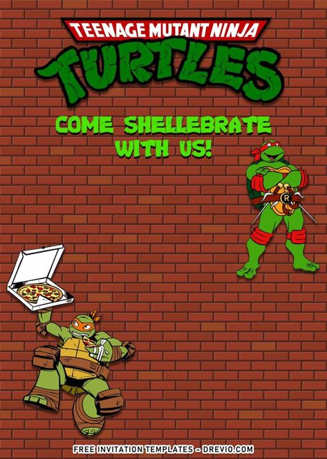 Turtle Invitations, Ninja Turtle Birthday Theme, Awesome Party Ideas, Ninja Turtle Birthday Shirt, Ninja Turtle Theme Party, Ninja Turtle Invitations, Ninja Turtles Birthday, Tmnt Birthday, Ninja Turtles Birthday Party