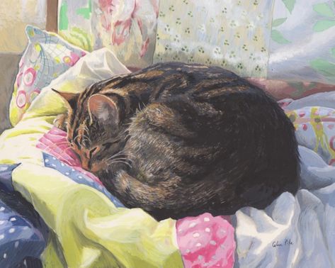 cats inside : Celia Pike Cat Paintings Sleeping Cat Painting, Watercolor Cats, Animal Studies, Color Bedroom, Emotional Painting, Cat Couch, Cat Paintings, Sweet Pictures, Illusion Drawings