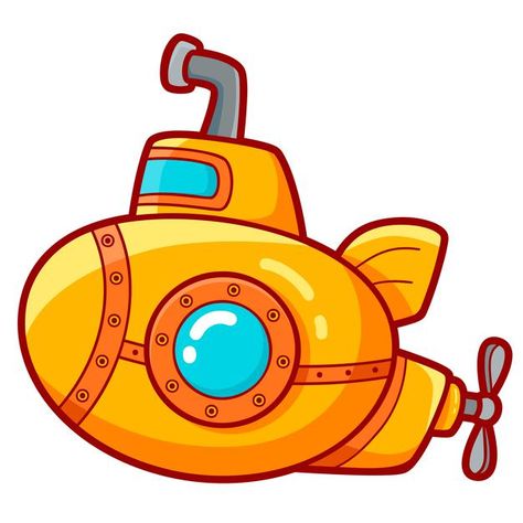 Cute submarine cartoon. submarine clipar... | Premium Vector #Freepik #vector #cartoon #cute #art #color Submarine Cartoon, Yellow Submarine Drawing, Submarine Concept Art, Submarine Painting, Submarine Clipart, Submarine Illustration, Cartoon Submarine, Cute Art Projects, Earth Day Drawing