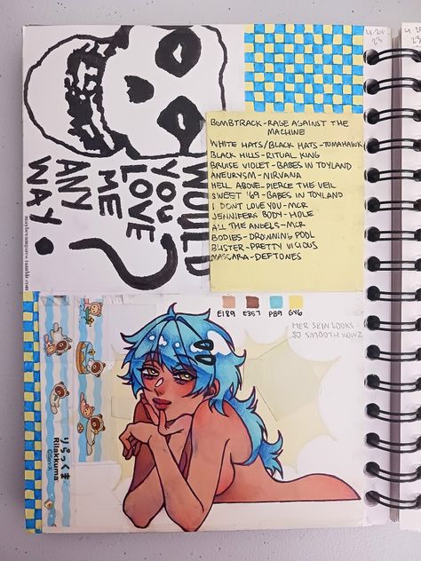 Cool Sketchbook Spreads, Messy Sketchbook Pages, Sketch Book Spreads, Sketchbook Pages Messy, Cluttered Sketchbook Pages, Cutecore Sketchbook, Animal Sketchbook Spread, Art Tools Drawing, Sketchbook Art Journal