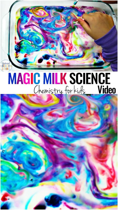 The Magic Milk Science Experiment is a fun and simple experiment for Kids of all ages. It's a great Science idea for preschoolers and Kindergarten as an introduction to learning Chemistry. This color changing milk experiment is guaranteed to become one of your favorite Science activities for preschoolers and kitchen science experiments. #science #scienceforkids #montessori #preschool #kindergarten Montessori Science Activities, Milk Science Experiment, Magic Milk, Chemistry For Kids, Montessori Science, Experiment For Kids, Kids Milk, Science Week, Preschool Science Activities