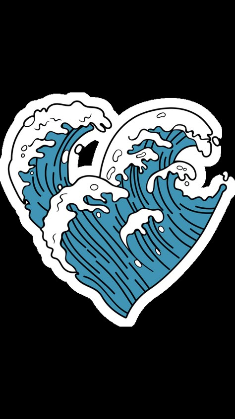 VSCO Ocean Wave Heart Sticker. Love for surfing, love for waves, love for the stormy power of clear ocean waters.. Space Ocean, Nova Art, Heart Wave, Clear Ocean, Power Tattoo, Surf Stickers, Polynesian Tattoo Designs, Cute Summer Wallpapers, Cute Blue Wallpaper