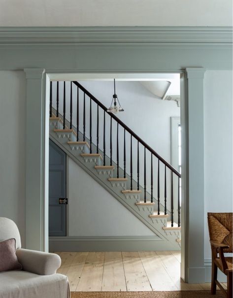 Habitually Chic® » A Final Look at 27 Suffolk Street Steven Gambrel, Ivory Color Palette, Upholstered Walls, Natural Wood Flooring, Grey Color Scheme, Pine Floors, Sag Harbor, Wall Treatments, Paint Color