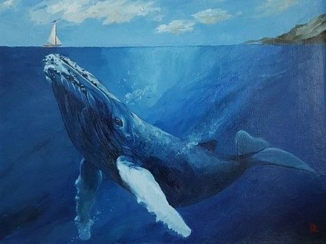 Painting On Canvas For Beginners, Whale Painting, Circle Canvas, Underwater Painting, Watercolor Whale, Canvas For Beginners, Canvas Painting Ideas, Whale Art, Painting Canvases