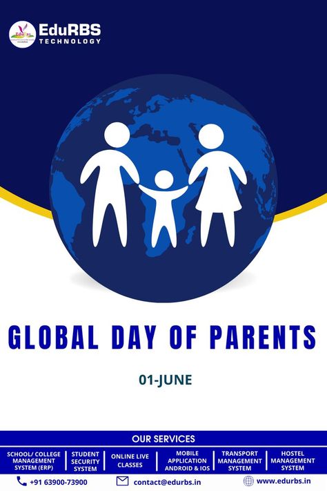 GLOBAL DAY OF PARENTS Parents are the foundation of a child's life. They devote their whole life selflessly to the needs and happiness of their kids without asking for anything in return. To mark their selfless commitments and immense love. #globaldayofparents #parents #edurbs Global Day Of Parents, Online Student, Child Life, The Foundation, School College, Foundation, Parenting