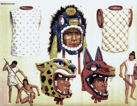 Aztec Helmets and Armor Art Chicano, Aztec Symbols, Ancient Mexico, Aztec Civilization, Aztec Empire, Warriors Illustration, Historical Warriors, Aztec Culture, Mayan Art