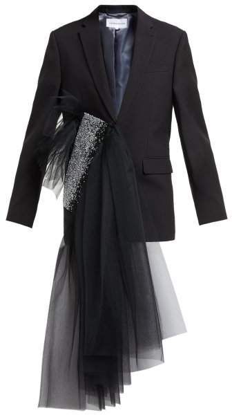 Germanier  Crystal Embellished Tulle Draped Blazer  Womens  Black  - Women Blazer Jackets - Ideas of Women Blazer Jackets #WomenBlazerJackets Blazer Diy, Diy Vetement, Fashion Wallpaper, Fashion Design Clothes, Luxury Vintage, Ladies Tops Fashion, Blazers For Women, Fashion Advice, Couture Fashion