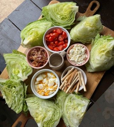 I love this make-your-own Wedge Salad Board! 🥗 This is the easiest thing to make for a crowd. Salad Board, Italian Dinner Party, Salads For A Crowd, Wedge Salad, Thing To Make, Charcuterie And Cheese Board, Iceberg Lettuce, Lettuce Salad, Italian Dinner