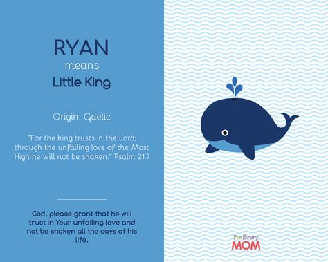 Find out the meaning of the name Ryan. Plus get free customizable nursery wall art that includes a Scripture and personalized prayer. #boynames #cuteboy #babyboy #namesunique #babynames #nameswithmeaning #beautifulnames #boymom Popular Baby Boy Names, Boy Name Meanings, Prayer For Baby, Baby Boy Name, God Baby, Irish Baby, Boy Name