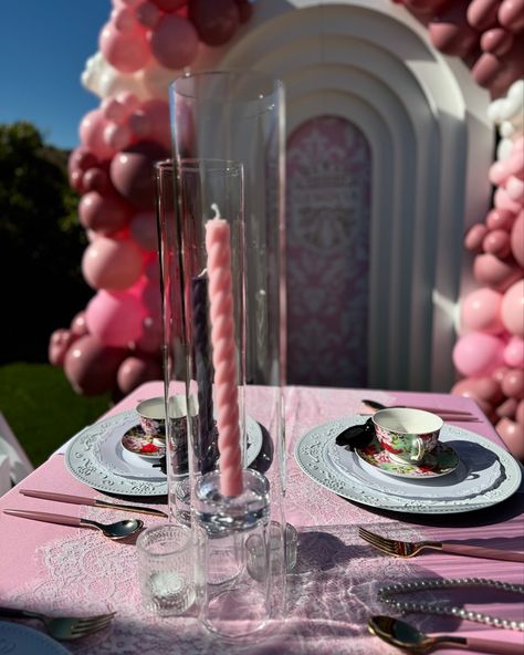 🎀 Turning Sweet 16 Into a Royal Affair! 👑✨ What if we told you this wasn’t just a party—it was a page straight out of The Princess Diaries? From a custom 3D white arch, a stunning white and pink floral vintage backdrop, and a “Welcome to Genovia” sign fit for royalty, to the iconic cat prop from the movie—this Sweet 16 had it ALL. But we didn’t stop there: 🌸 A dreamy tablescape design featuring soft pink linens, a white lace runner, and custom tea cups for each guest 👑 Tiaras, pearls, and v... Tablescape Design, Vintage Backdrop, White Arch, The Princess Diaries, A Royal Affair, Lace Runner, Princess Diaries, Pink Linen, Floral Vintage