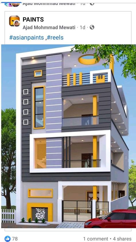 2floor House Design, Simple House Elevation, G 2 Front Elevation Design Latest, Procreate Building, 1200sq Ft House Plans, Front Building Design, Small House Design Architecture, Building Front Designs, 3 Storey House Design