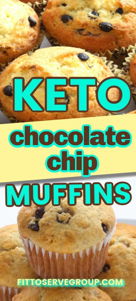 Keto Chocolate Chip Muffins, Keto Muffin Recipe, Chocolate Chip Muffin, Sugar Free Snacks, Chocolate Chip Muffin Recipe, Low Fat Low Carb, Low Carb Low Fat Recipes, Low Carb Muffins, Keto Chocolate Chips