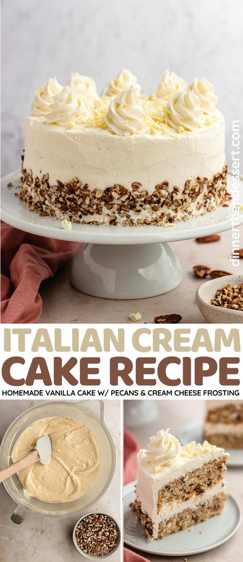 Heavy Cream Cake Recipe, Italian Cream Cake Decoration, Italian Cream Icing Recipe, Italian Cream Cake Recipe Pioneer Woman, The Salty Cooker Italian Cream Cake, Mini Italian Cream Cake, Homemade Italian Cream Cake, Italian Almond Cream Cake, Italian Cream Frosting