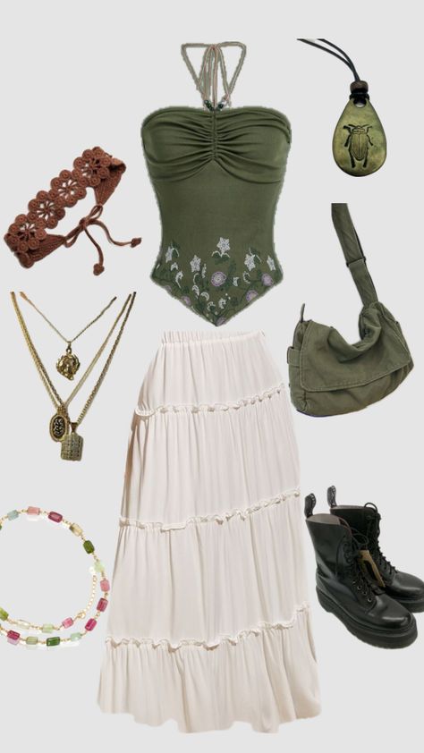 #outfit #outfitideas #outfitcheck #outfitaesthetic #outfitcollage #outfitgoals #outfitboard #outfitinsp #fairycore #fairyaesthetic #fairyaesthethic #fairygrunge #summeraesthetic #springaesthetic #springoutfit Fairy Core Outfits, Fairycore Outfit, Earthy Outfits, Estilo Hippie, Hippie Style Clothing, Swaggy Outfits, Hippie Outfits, Look Vintage, Lookbook Outfits